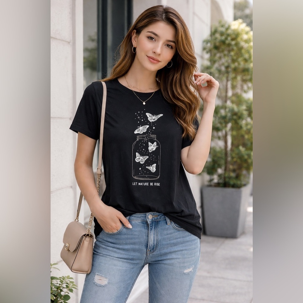 SHEIN Black Short Sleeve Top Medium